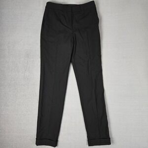 Giorgio Armani Dress Pants Womens 6 Mid Rise Pleated Cuffed Black Wool IT 42